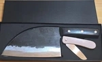 8IN Stainless Steel Cleaver W/ Wood Handle + Folding Paring Knife, Box 413. Fixed Price $19.00.