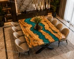 Luxury Edge Olive Wood Blue Epoxy River Dining Table Top Handmade Resin. Fixed Price $59.00.