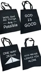 Set Of 4 X God Is Good Religious Custom Tote Purse Sports Gym Church Travel Bags. Fixed Price $28.99.