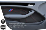 Red Stitch Stripe 2X Front Door Card Leather Cover For Bmw E46 Berlina 98-05. Fixed Price $312.29.