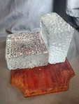 Mcm Glass Bookends Crystal Ice Block Paperweight Suncatcher Versatile Decor. Fixed Price $75.00.