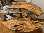 Wood & Crystal Resin Epoxy Coffee Table, Center Dining Top. Fixed Price $340.00.