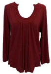 Lucky Brand Xl Blouse 3/4 Sleeve Boat Neck Red Stretch Cotton Blend 0532I. Fixed Price $19.95.
