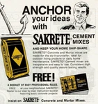 1977 Vintage Print Ad Anchor Your Ideas W/ Sakrete Cement Mixes Concrete Mortar. Fixed Price $9.95.