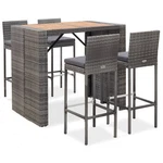 Patio Bar Set 5 Piece Table And Stools Rattan Wood Gray Vidaxl. Fixed Price $516.99.