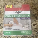 Magic Peel & Stick Caulk Tub Wall White 1-5/8" X 11' Model 3016-71284A-1215. Fixed Price $14.99.