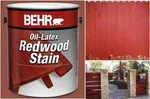 Flat Oil-latex Redwood Stain 1 Gal., Solid Color Smooth Exterior Protection. Fixed Price $17.87.