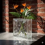 Glass Block Vase 8" Pittsburgh Corning Decora Clear Heavy Industrial Art. Fixed Price $26.95.