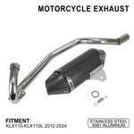 Exhaust Muffler Racing Carbon Pipe Full System For KLX110/KLX110L 2012-24. Fixed Price $87.99.