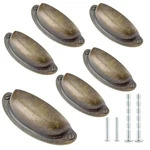 Kyuionty 6PCS 3.5" Cup Drawer Pull Antique Bronze Knobs Pack,. Fixed Price $18.08.