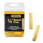 72 Pack General Tools 1.13" X 1/4" Fluted Dowel Pins W/ Tapered Ends Easy Insert. Fixed Price $5.49.