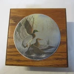 Hand Crafted Solid Oak Trinket Box 5.5" Dove Tail Joints Ceramic Tile Duck Plaqu. Fixed Price $18.00.