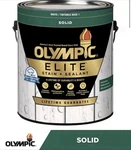 Olympic Elite Solid Exterior Stain + Sealant Base 1 Gal Waterproof Deck Wood. Fixed Price $29.99.