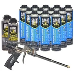 Great Stuff Pro Window And Door Foam (12) Cans, Gun, Cleaner. Fixed Price $222.49.