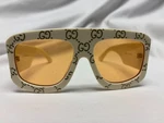 Authentic New Gucci White Square Women's Sunglasses GG0980S Orange Red Lens. Fixed Price $179.00.