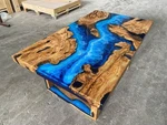 Handmade Ocean Blue Epoxy River Table Live Edge Wood Resin Dining Desk Top. Fixed Price $659.00.